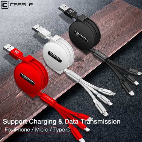 Cafele 3 In 1 สายเคเบิ้ล Usb Cable Micro Type C Usb สีแดง Siokayav2