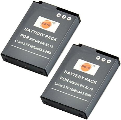 DSTE 2pcs EN EL12 Rechargeable Li Ion Battery For Nikon Coolpix P300