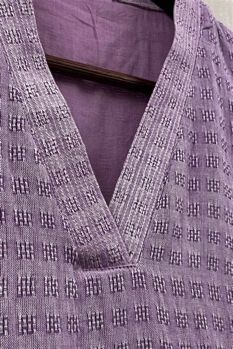 Buy Light Purple Handcrafted Straight Handloom Cotton Kurta For Women