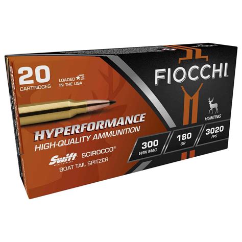 Fiocchi Hyperformance 300 Winchester Magnum 180gr Swift Scirocco Ii Boat Tail Spitzer Rifle Ammo