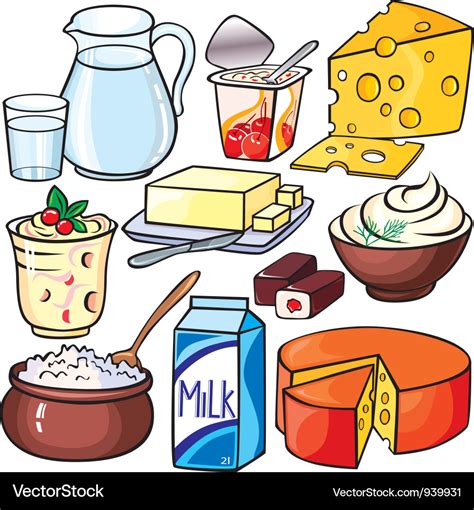 Dairy Products Icon Set Royalty Free Vector Image