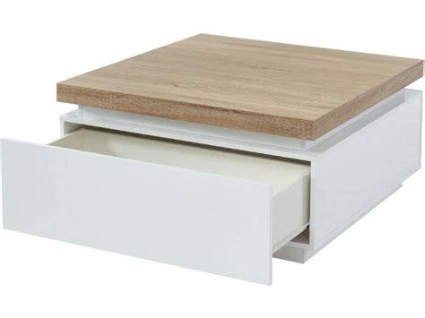 Mesa De Centro Fixa Halo Vente Unique Natural Claro E Branco