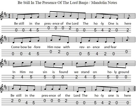 Be Still In The Presence Of The Lord Sheet Music For Banjo And Mandolin ...