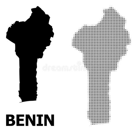 Vector Halftone Mosaic And Solid Map Of Benin Stock Vector