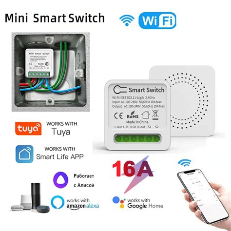 10a 16a Tuya Wifi Mini Smart Waterproof Light Switch Diy 2 Way Remote