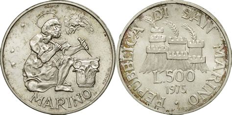 San Marino 500 Lire 1975 Münze VZ Silber KM 48 MA Shops