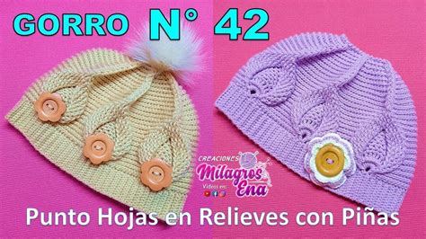 Como Tejer El Gorro N 42 A Crochet MODELO 3 Coletero En Punto HOJAS EN