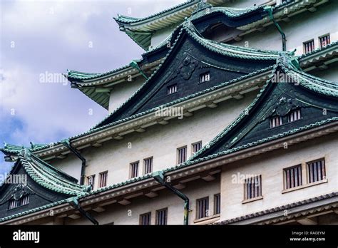 Japan Castle In Nagoya Summer Day Famous Japanese Castle With A Green