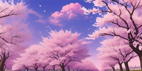 Premium AI Image | Anime Cherry Blossom Forest Scenic Japanese Pink Sakura Trees Mount Fuji lake ...