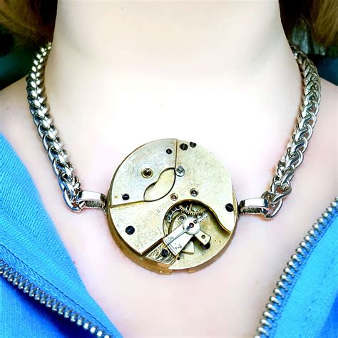 Steampunk Bdsm Jewelry Gold Necklace Cyberpunk Dominant Dominatrix