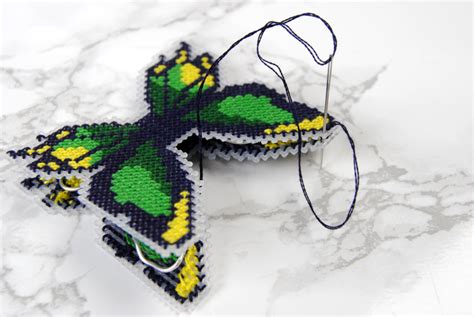 3D Plastic Canvas Poseable Cross Stitch Butterfly Tutorial Sirithre