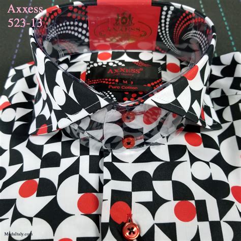 Axxess Black Cutaway Spread High-Collar Dress Shirts WHT Dot Pattern