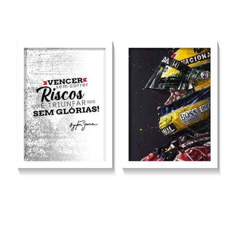 Quadros Decorativos Ayrton Senna Frases Formula Branco Submarino