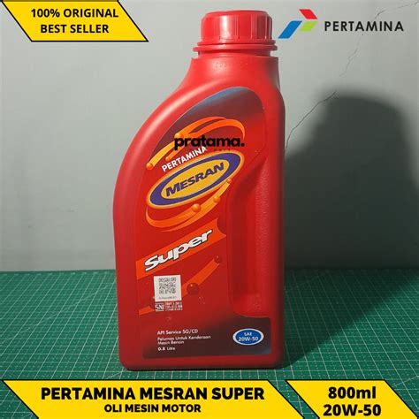 Jual Oli Pertamina Mesran Super Sae 20w 50 Kemasan 800ml Shopee Indonesia