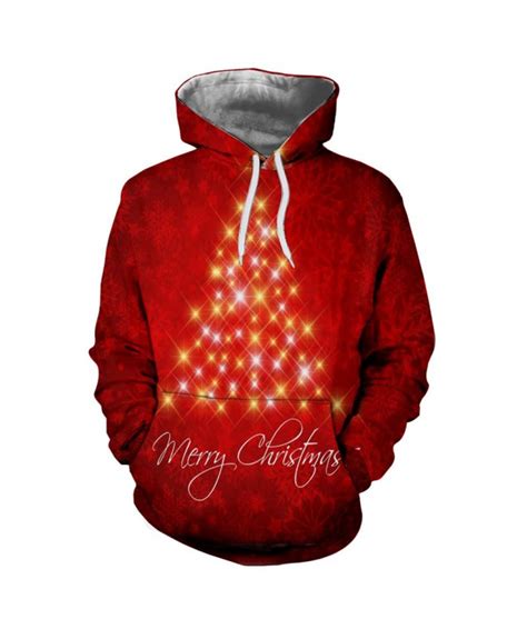 Bright Christmas Tree Men Women 3d Red Sweatshirts Hoodies Funny Santa