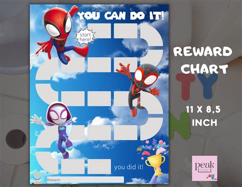 Spidey Potty Training Chart Potty Reward Chart Spidey And Etsy Denmark