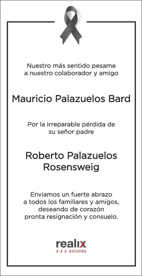 Señor Roberto Palazuelos Rosensweit Obituario Esquela