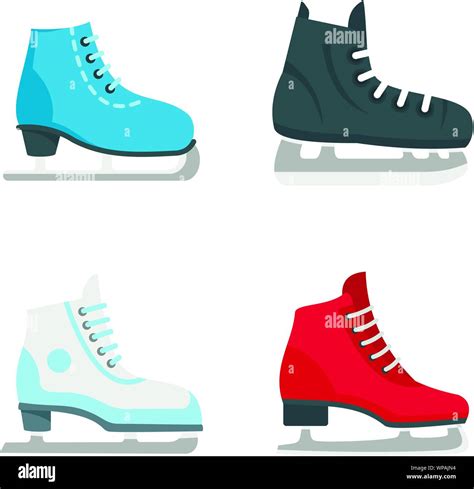 Ice Skates Icon Set Flat Set Of Ice Skates Vector Icons For Web Design