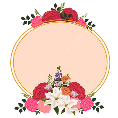 Marco Dorado Con Flores Decorativas Png Flor Circulo Rosa Png Y Psd