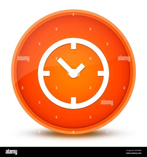 Clock Icon Isolated On Glossy Orange Round Button Abstract Illustration