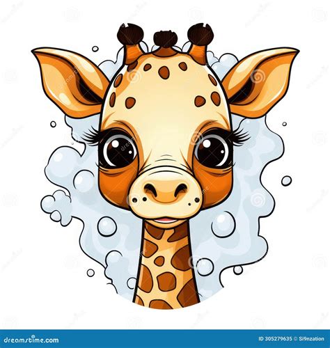 Chibi Giraffe Tshirt Design Graphic Cute Kawaii Style Stock