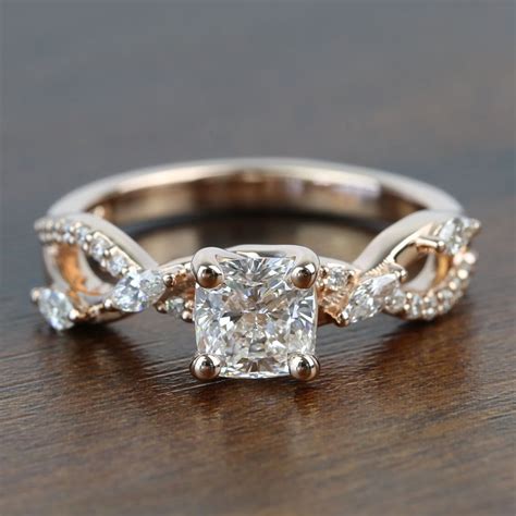 One Carat Rose Gold Twisted Diamond Engagement Ring