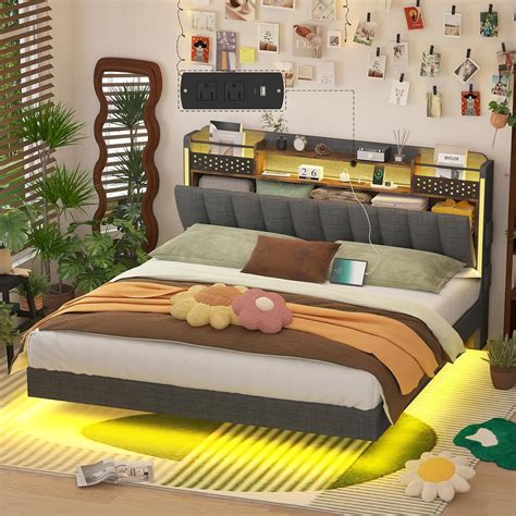 Amazon Base de cama flotante de tamaño matrimonial con estación de