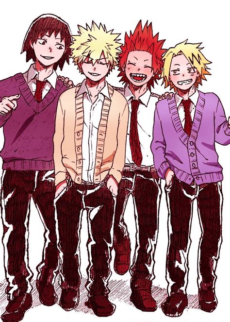 Sero Hanta And Bakugou Katsuki And Kirishima Eijirou And Kaminari Denki My Hero Academia Tsuyu My