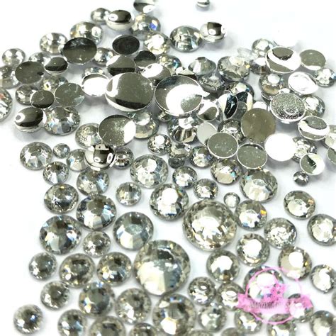 Pcs Mm Mm Resin Clear Crystal Round Rhinestones Flatback Mix