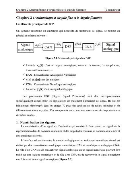 SOLUTION Chapitre 2 Arithm Tique Virgule Fixe Et Virgule Flottante