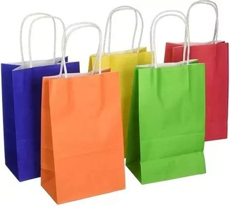 Bolsas De Papel Kraft Regalo Colores 16x21x8 12 Unidades Cuotas Sin