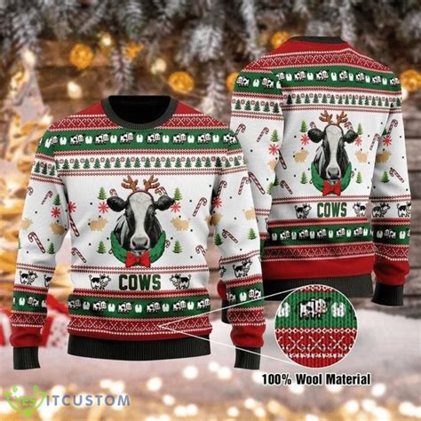 Cow Merry Christmas Wool Sweater Yesitcustom