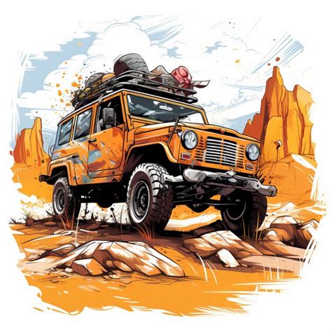 Premium Ai Image There Is A Yellow Jeep With A Roof Rack On Top Of It