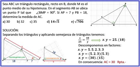 Sea ABC un triángulo rectángulo recto en B donde M es el punto medio