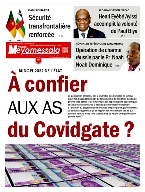 Meyomessala Hebdo Du 22 Novembre 2021 Meyomessala International