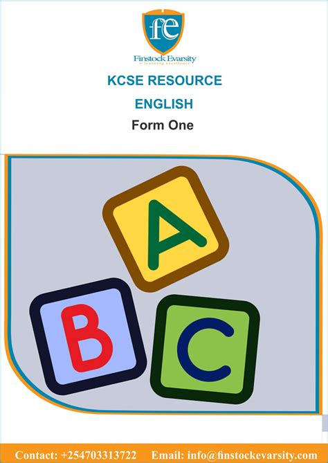 English Form One Textbook Hard Copy Finstock Evarsity Resources