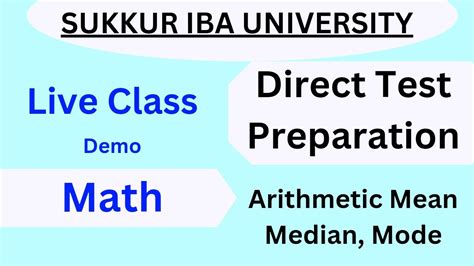 Live Class Sukkur Iba Direct Test Preparation Arithmetic Mean Median