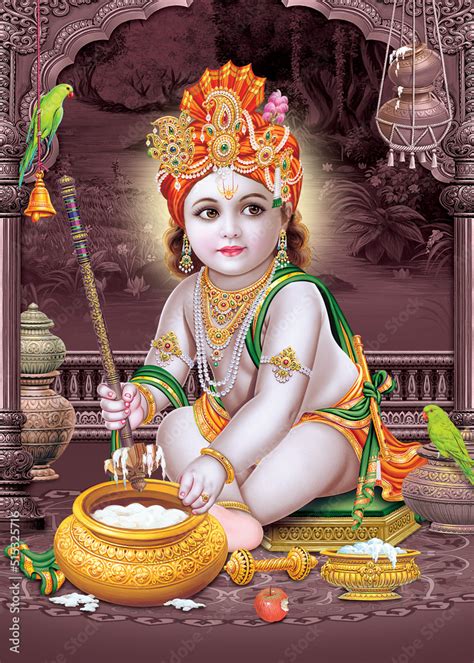 Lord Krishna Bal Krishna Krishna Bachpan Stock Illustration Adobe Stock