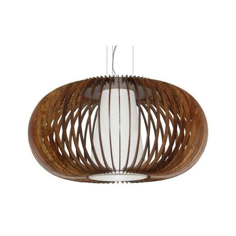 Lustre Pendente Ripado 50cm 1xe27 Em Madeira Imbuia Leroy Merlin