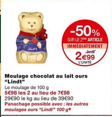 Promo Moulage Chocolat Au Lait Ours Lindt Chez Monoprix Icatalogue Fr