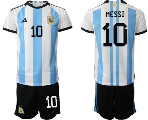 Men's Argentina #10 Lionel Messi White Blue Soccer Jersey Suit on sale ...