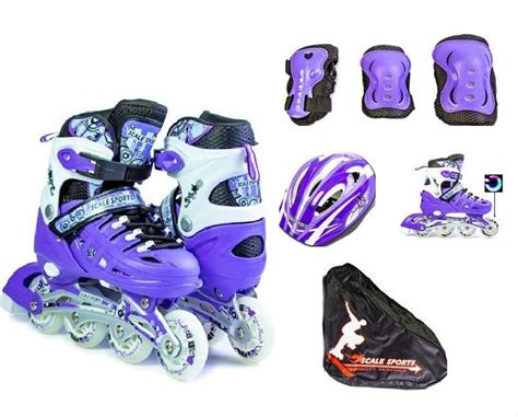 Набор Детских Роликов для Девочки с Защитой и Шлемом Фиолетового Цвета ...
