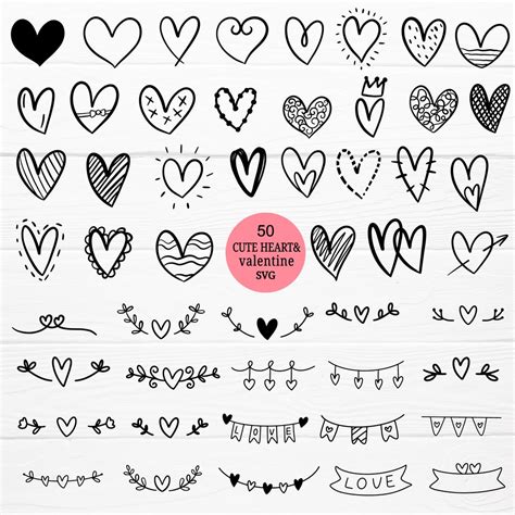 50 Heart Svg Bundle Cut File Hearts Svg Valentine Days Svg Heart