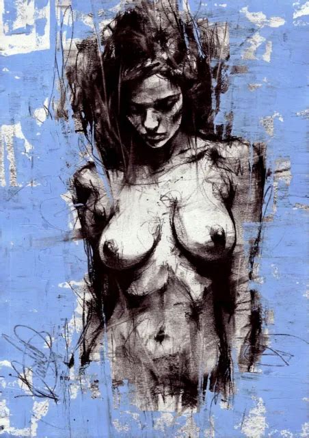 EROTIC NUDE FEMALE ORIGINAL PAINTING Charcoal Modern Art Woman By Vin Dantes A