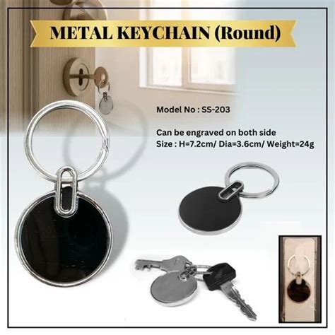 Stainless Steel Black Round Shape Metal Key Chain Ss For