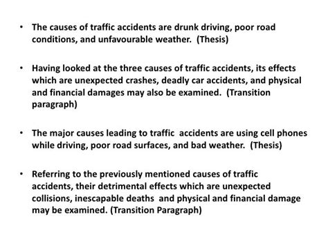 Causes and effects of traffic accidents 2010