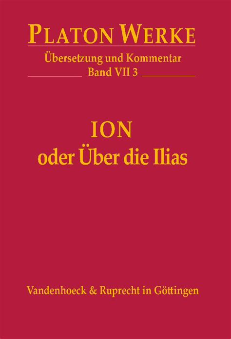 PDF Platon Ion oder Über Ilias Vandenhoeck Ruprecht PLATON