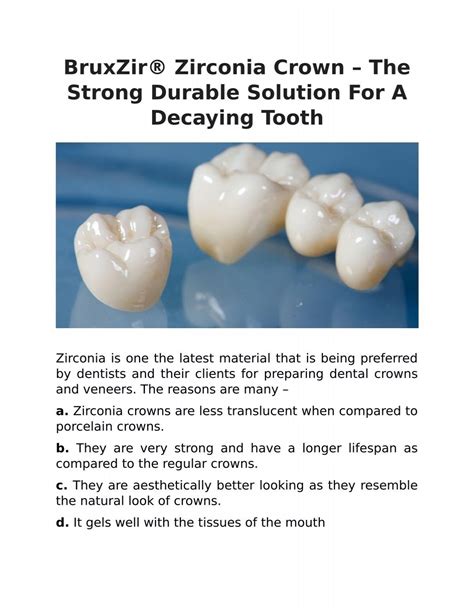 BruxZir Zirconia Crown The Strong Durable Solution For A Decaying Tooth