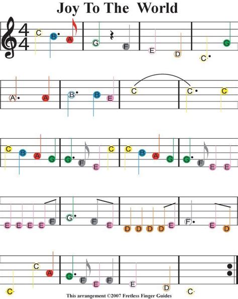 Christmas Sheet Music For Guitar | Easy Guitar Songs Color Coded ...