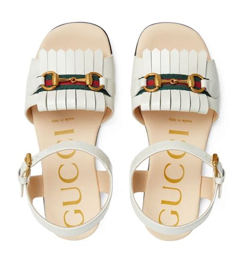 Gucci Kids white Leather Horsebit Sandals | Harrods UK